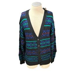 Oakton Limited Vneck Cardigan Sweater Mens Large Vintage